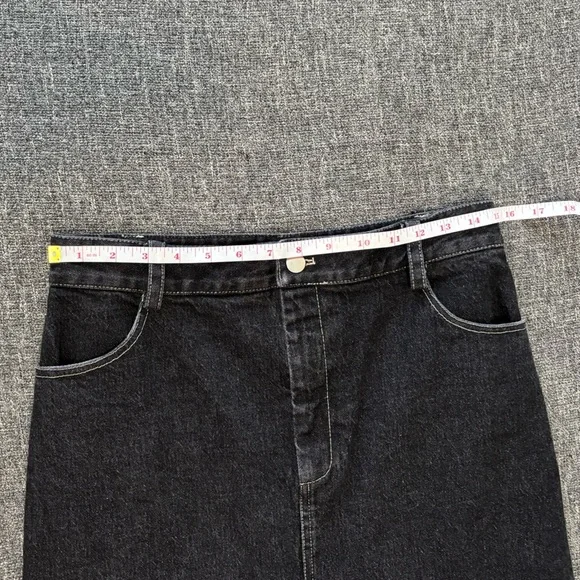 NOMIA NYC Designer Sz 6 Slit Front Maxi Jean Skirt In Black Stonewash NWOT - Picture 11 of 15